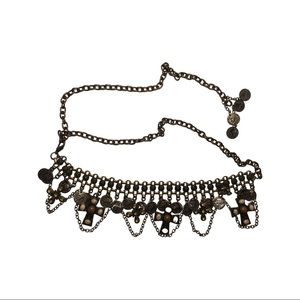 Brass / metal chain adjustable belt, with decorative coin pendants.